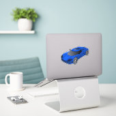 Contour blauw loopvlak sticker (Laptop op bureau)