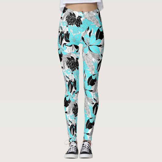 Contour Hawaii Tropical Lily en Protea Floral Leggings (Voorkant)