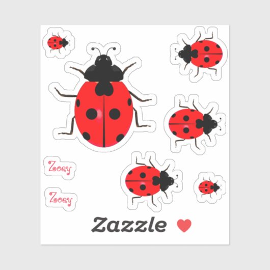 Contour Ladybugs Vinyl Stickers Labels (Vel)