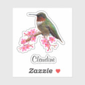 Contour Pink Flowers & Hummingbird Vinyl Stickers (Vel)