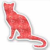 Contour rode hartkat-liefde sticker (Voorkant)