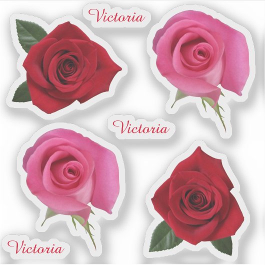 Contour Roze & Rode Rozen Vinyl Stickers (Voorkant)