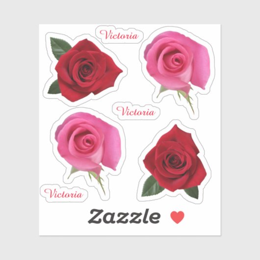 Contour Roze & Rode Rozen Vinyl Stickers (Vel)
