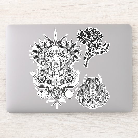 Contour sticker Dogge tatoeage stijl (Computer)