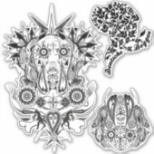 Contour sticker Dogge tatoeage stijl (Voorkant)