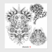 Contour sticker Dogge tatoeage stijl (Vel)