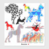 Contour Sticker Dogge Tattoo Stijl (Vel)