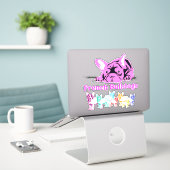 Contour Sticker Franse Bulldoggen (Laptop op bureau)