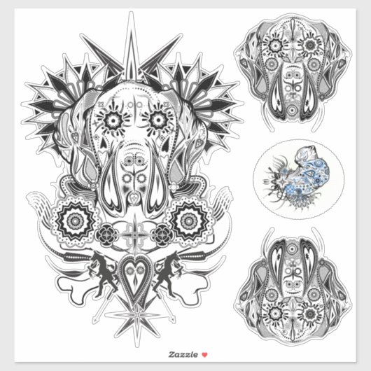 Contour Sticker Great Dane Tattoo Style (Vel)