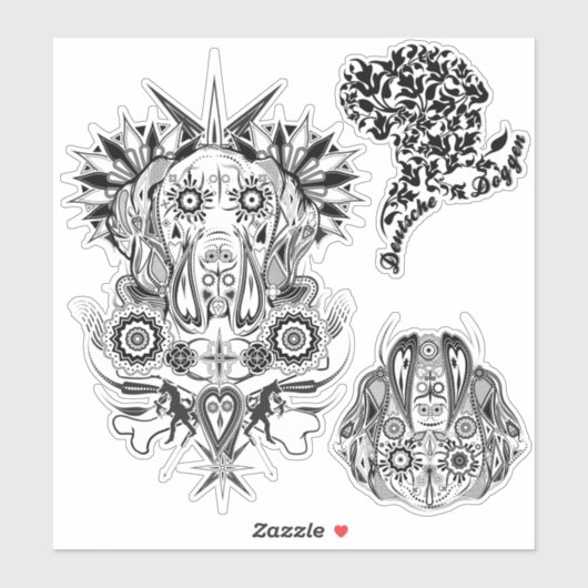 Contour Sticker Great Dane Tattoo Style (Vel)