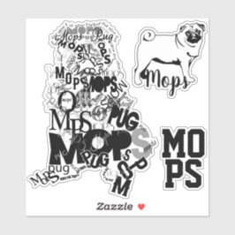 Contour Sticker Pug Dog