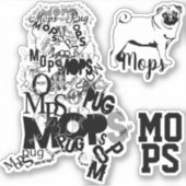 Contour Sticker Pug Hond (Voorkant)