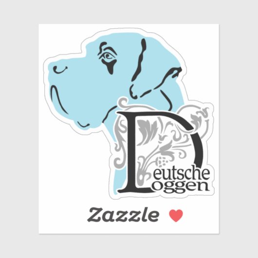 Contour Sticker Text Great Dane (Vel)