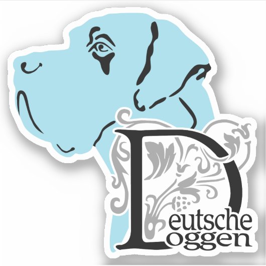 Contour stickertekst Dogge Sticker (Voorkant)