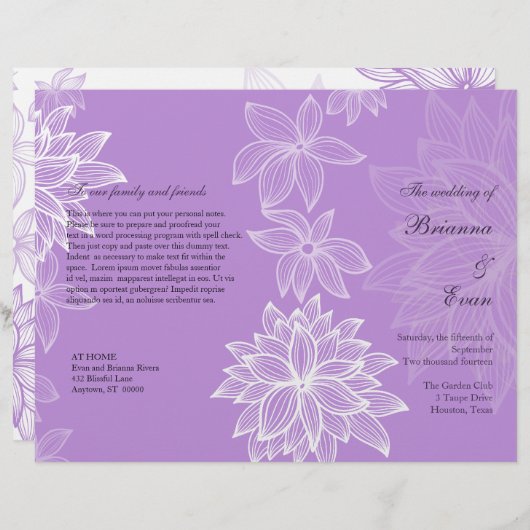 Contourde Lila brochure van het Beridenprogramma (Voorkant / Achterkant)