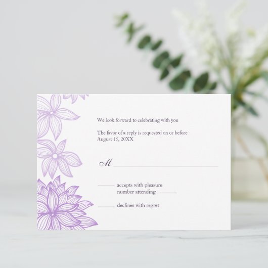 Contoured Bloom Lila Reply Kaart (Staand voorkant)