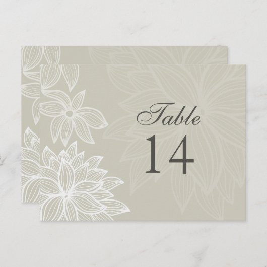 Contoured Bloom Taupe Tafelnummer Kaart (Voorkant / Achterkant)