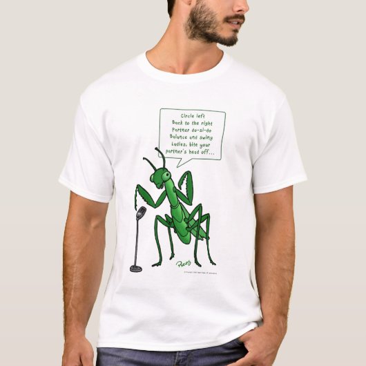 Contra Dance Praying Mantis Caller T-shirt (Voorkant)