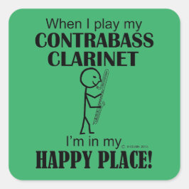 Contrabass Clarinet Happy Place Square Sticker
