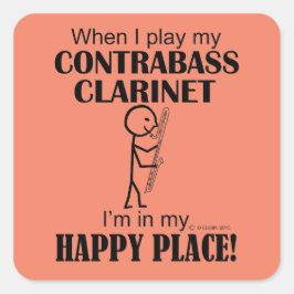 Contrabass Clarinet Happy Place Square Sticker