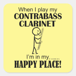 Contrabass Clarinet Happy Place Square Sticker