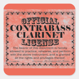 Contrabass Clarinet License Square Sticker