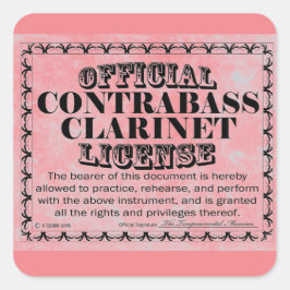 Contrabass Clarinet License Square Sticker