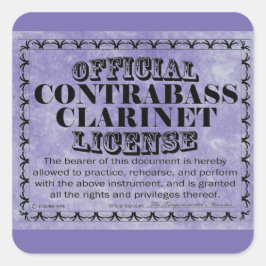 Contrabass Clarinet License Square Sticker