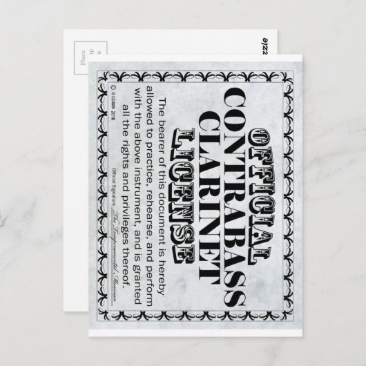 Contrabass Clarinet-licentie Briefkaart (Voorkant / Achterkant)