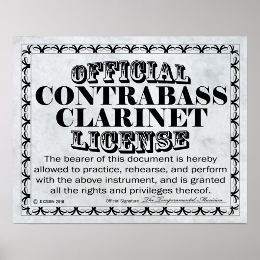 Contrabass Clarinet-licentie Poster (Voorkant)
