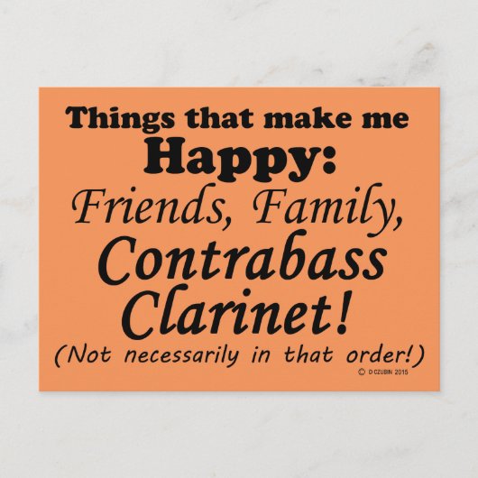 Contrabass Clarinet maakt me gelukkig Briefkaart (Voorkant)