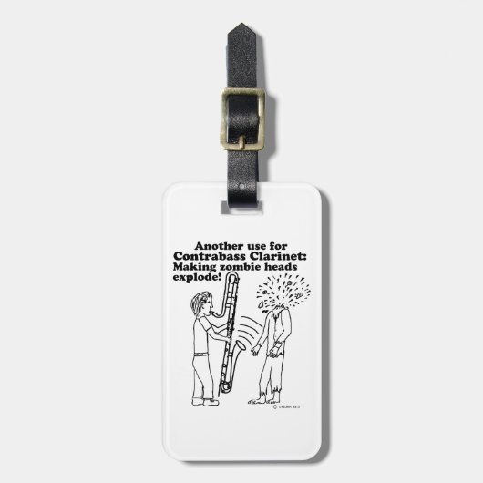 Contrabass Clarinet maakt Zombies explode Bagagelabel (Voorkant verticaal)
