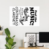 Contrabass Clarinet voelt de muziek Poster (Thuiskantoor)