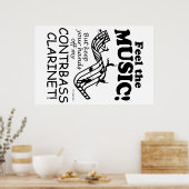Contrabass Clarinet voelt de muziek Poster (Keuken)