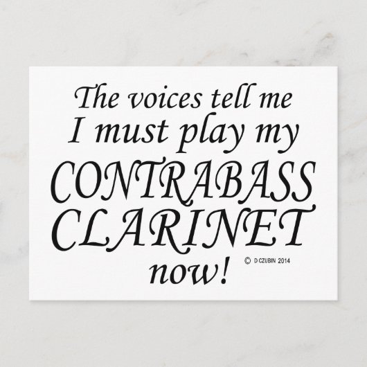 Contrabass Clarinet Voices zegt dat hij moet spele Briefkaart (Voorkant)