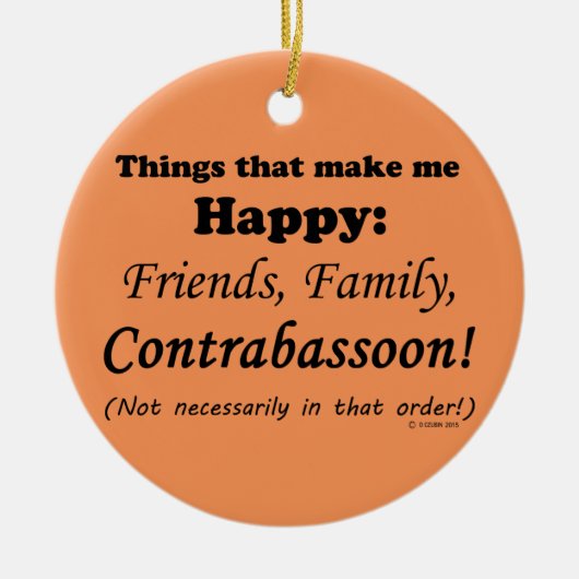 Contrabasson maakt me gelukkig keramisch ornament (Voorkant)