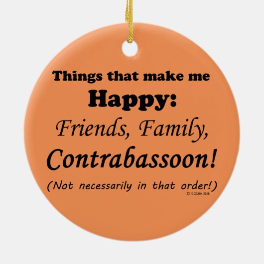 Contrabasson maakt me gelukkig keramisch ornament (Achterkant)