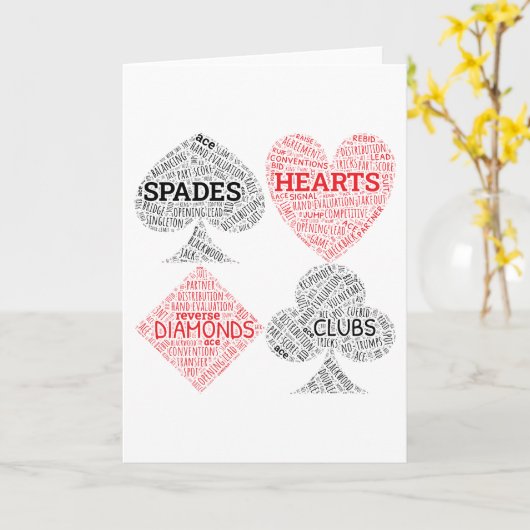 Contract Bridge Player Wordart Kaart (Gele Bloem)