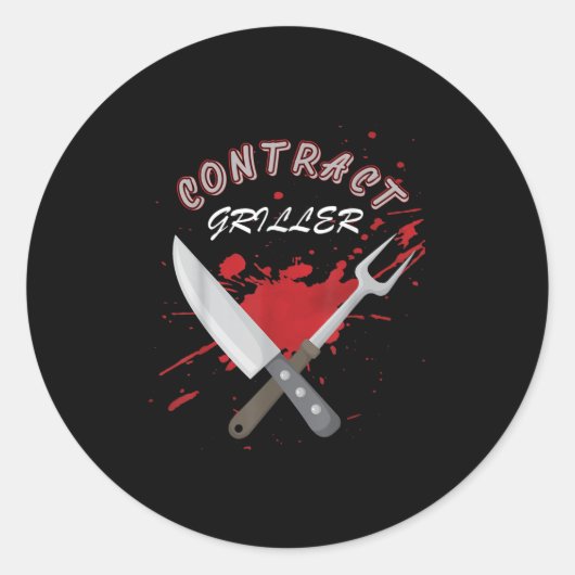 Contract Griller Funny Grill Barbecue BBQ Shirt PU Ronde Sticker (Voorkant)