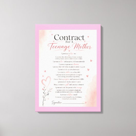 Contract voor tiener moeders canvas afdruk (Voorkant)