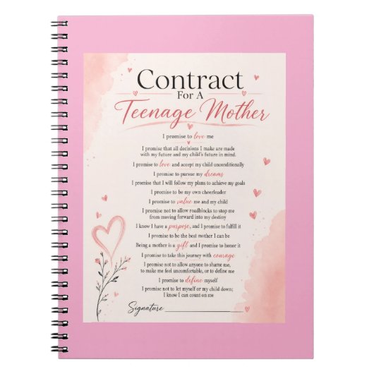 Contract voor tiener moeders notitieboek (Voorkant)