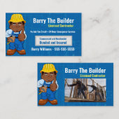 Contractant Cartoon Afrikaans-Amerikaanse Visiteka Visitekaartje (Voorkant / Achterkant)