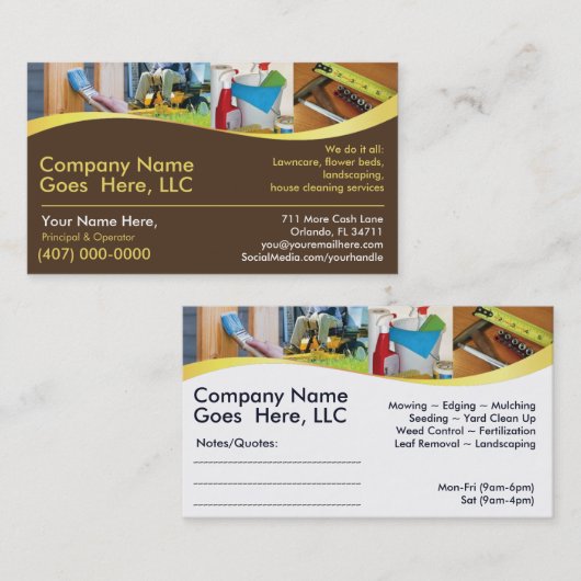 Contractant/handig Man/doe alles/Visitekaartje Visitekaartje (Voorkant / Achterkant)