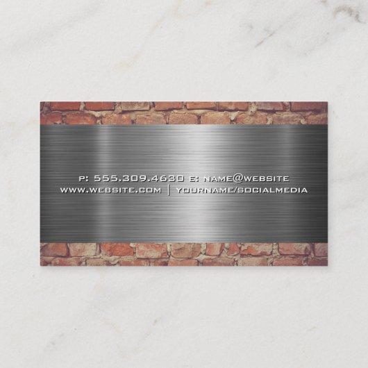 contractant | Stalen baksteen | Bouwterrein Visitekaartje (Achterkant)
