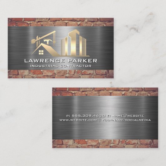 contractant | Stalen baksteen | Bouwterrein Visitekaartje (Voorkant / Achterkant)