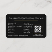 Contractor Black Gold QR Code Visitekaartje (Achterkant)