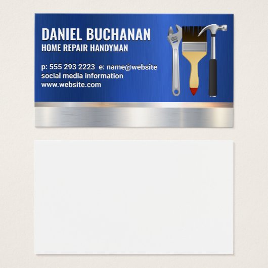 Contractor | Blue Metallic | Hand Tools Visitekaartje (Voorkant /achterkant)