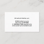 Contractor Builder Tools-logo | Thuisrenovatie Visitekaartje (Achterkant)