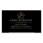 Contractor Business Card Magnet Black Gold Design Magnetisch Visitekaartje (Voorkant)