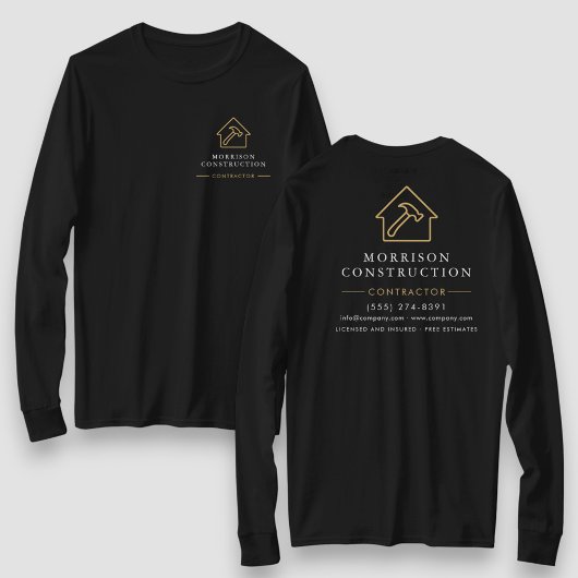 Contractor Home Repair Black Gold Work T-Shirt